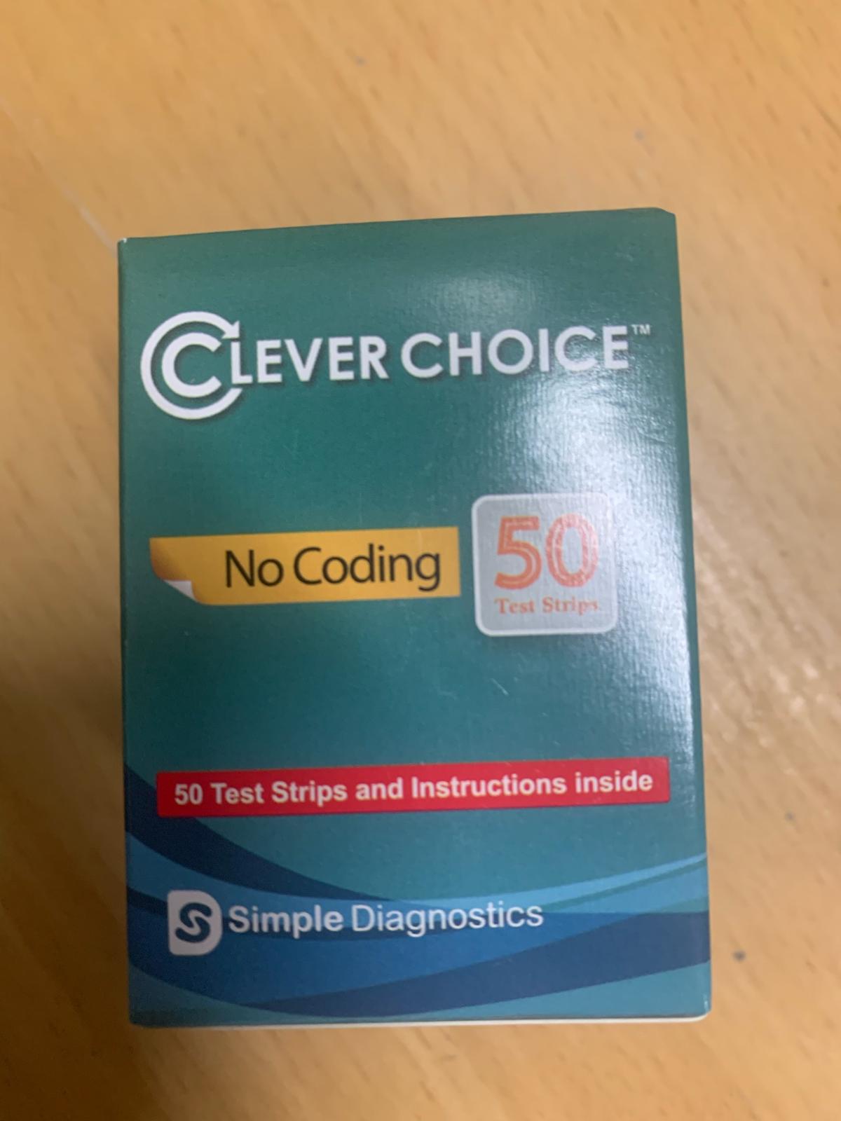 Clever Choice No Coding Blood Glucose Test Strips 50ct/bx Expiration date: 11/20/2023