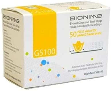 Tiras reactivas Bionime GS100 (50 unidades/caja) (Fecha de caducidad: 08/06/2022)