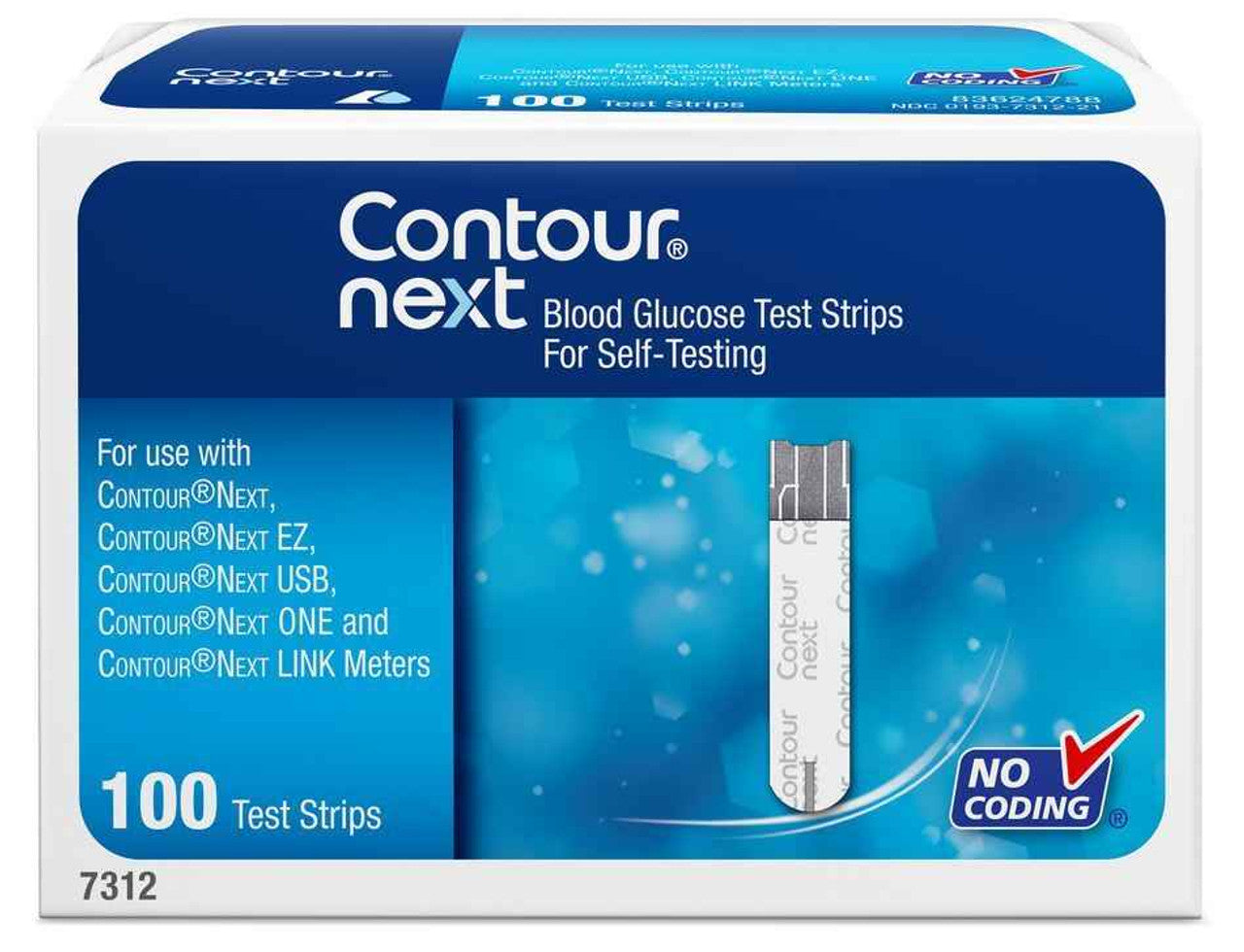 Contour Next Blood Glucose Test Strips – 100 Count, No Coding Required, High Accuracy