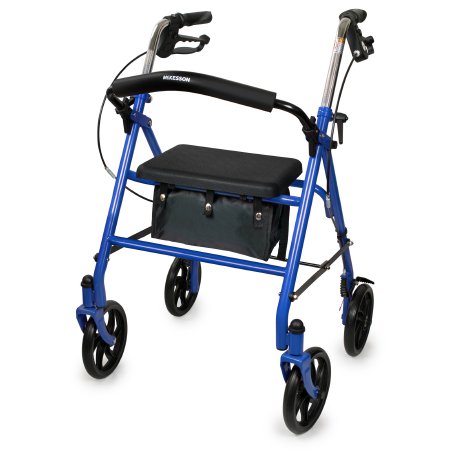 Walker 4 Wheel Blue Folding Steel Frame
