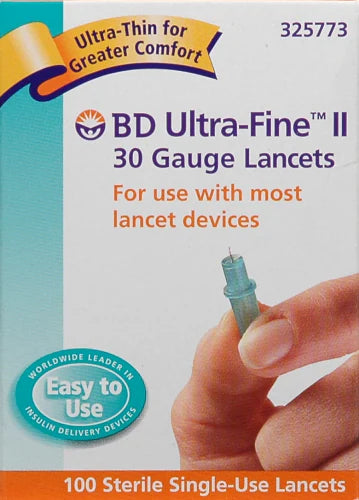 Lancetas BD Ultra Fine de 30 g, 100 unidades/caja (caja dañada)