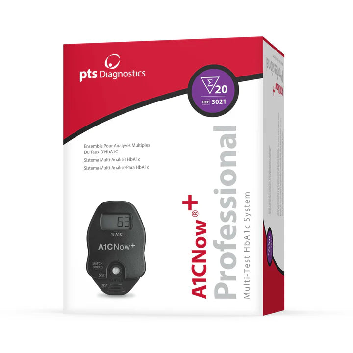 Monitor de glucosa en sangre multiprueba A1C Now+ (20 pruebas/caja)