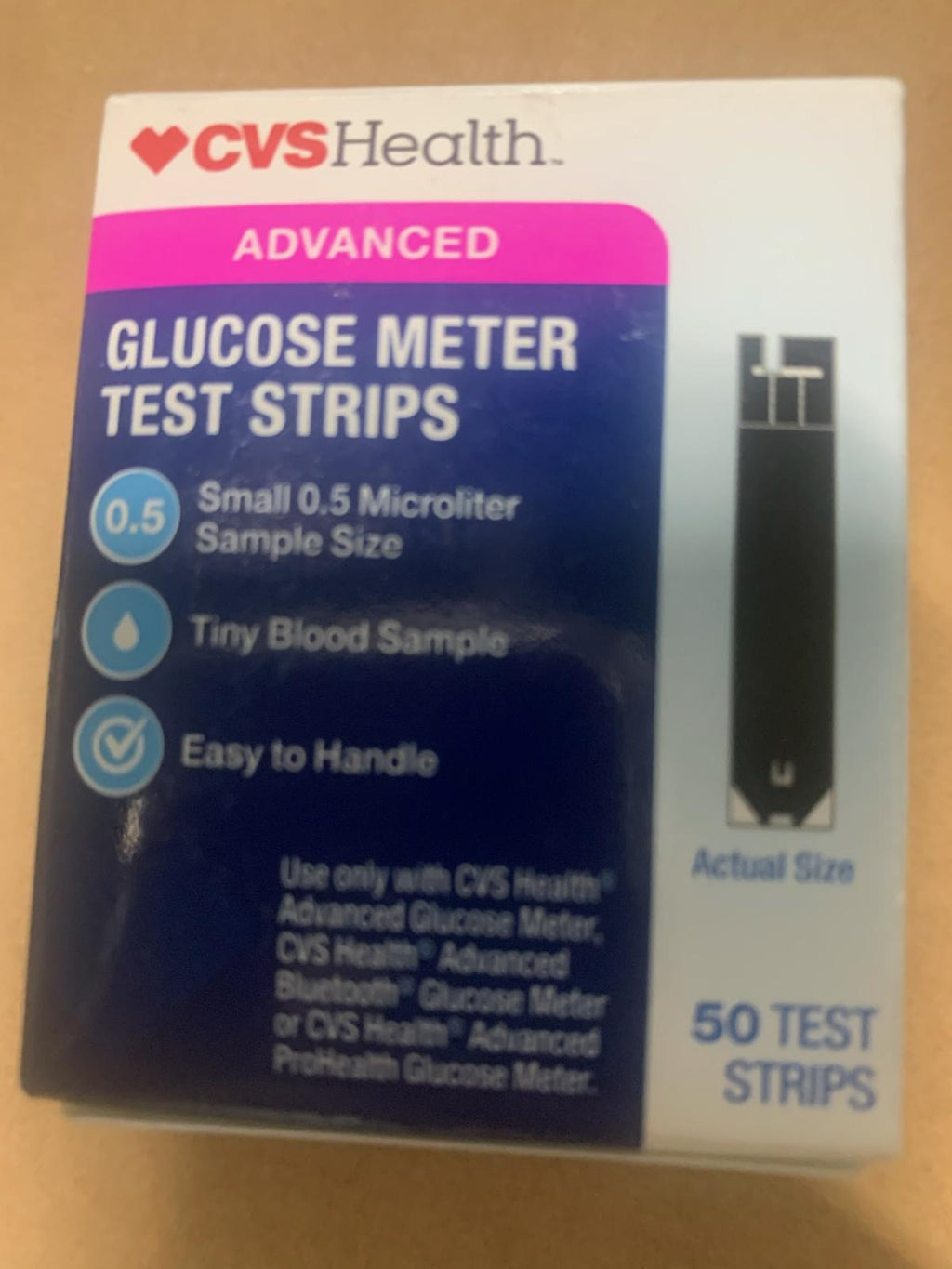 CVS Health Advanced Glucose MeterTest Strips 50CT Diabetes Test Strips ...