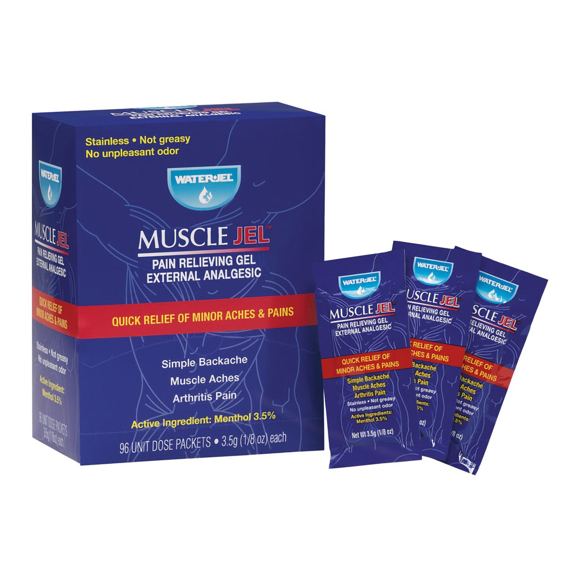 局部止痛 Muscle Jel™ 3.5% 强度薄荷醇外用凝胶，每盒 96 粒
