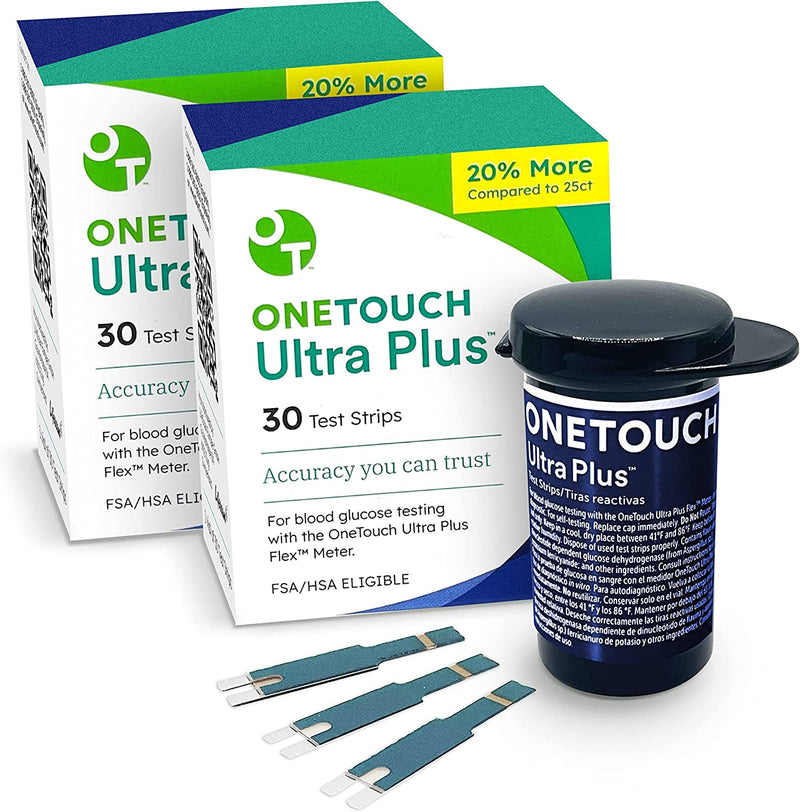 OneTouch Ultra Plus Test Strips for Diabetes Value Pack - 60 Test Strips