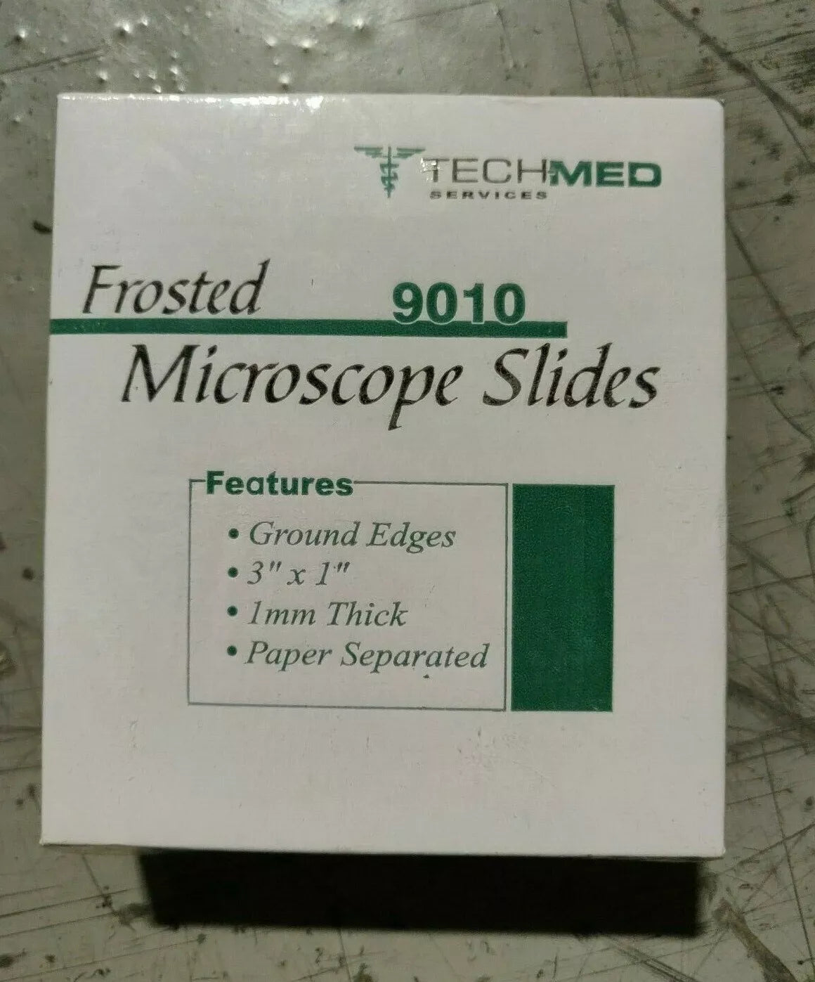 TECHMED FROSTED 9010 MICROSCOPE SLIDES 3" X 1" 1 MM THICK, GROUND EDGES 72 COUNT