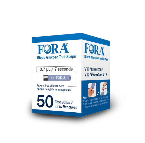 FORA V10 / D10 / D20 / V12 Premium V12 Blood Glucose Test Strips 50ct/box (Expired 5/2023)