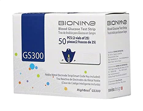 Bionime GS300 Blood Glucose Test Strips, 50 Strips
