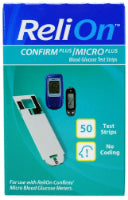 ReliOn Confirm Micro Blood Glucose Test Strips, 50 Ct