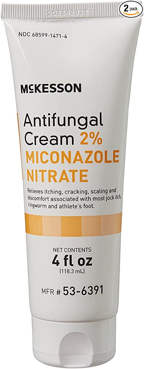 McKesson Antifungal Cream, 2% Miconazole Nitrate, Relieves Jock Itch, Ringworm and Athlete Foot, 4 oz