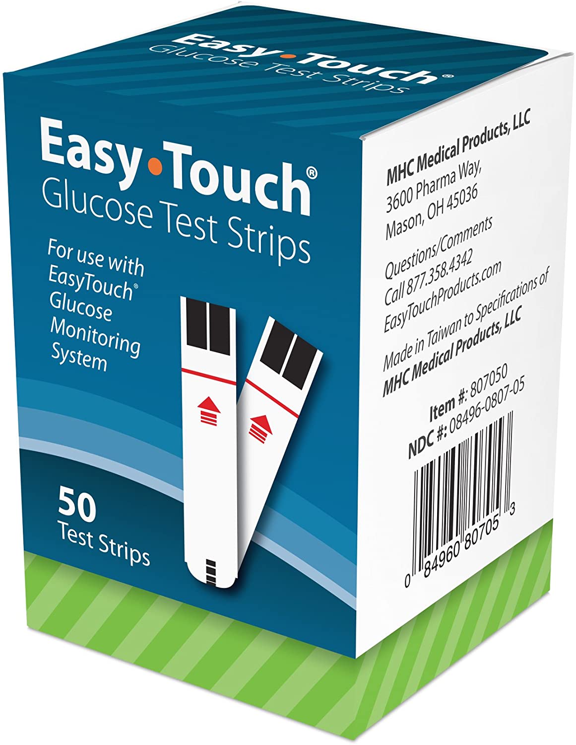 Tiras reactivas de glucosa Easy Touch, 50 unidades.