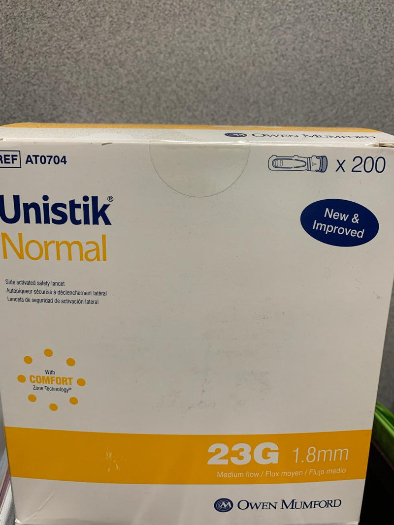 Owen Mumford AT0704 Unistik Normal Flow Lancet Needle 200/BX