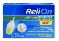 ReliOn 30 Gauge Needle 2-In-1 Lancing Device, 50 Ct